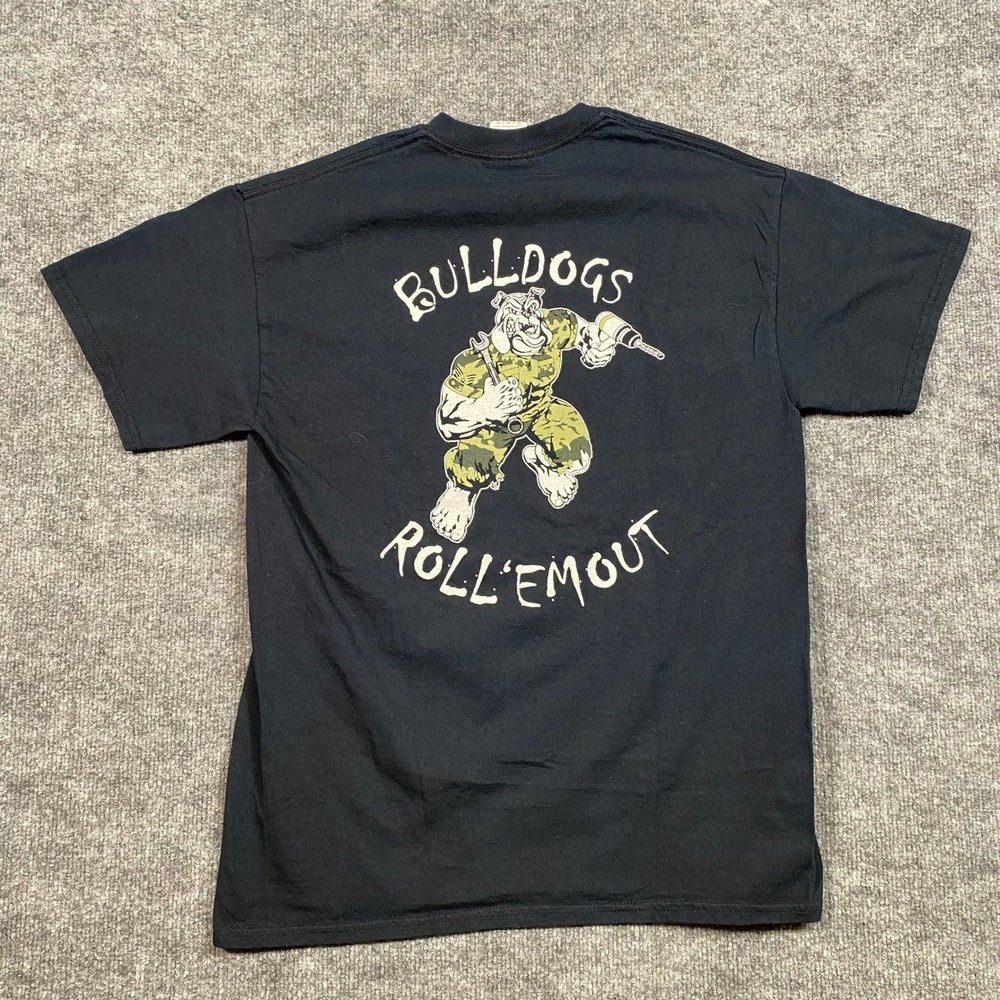 48th‎ EMS Bulldogs Roll Em Out Military Graphic T-Shirt Navy Blue Mens M